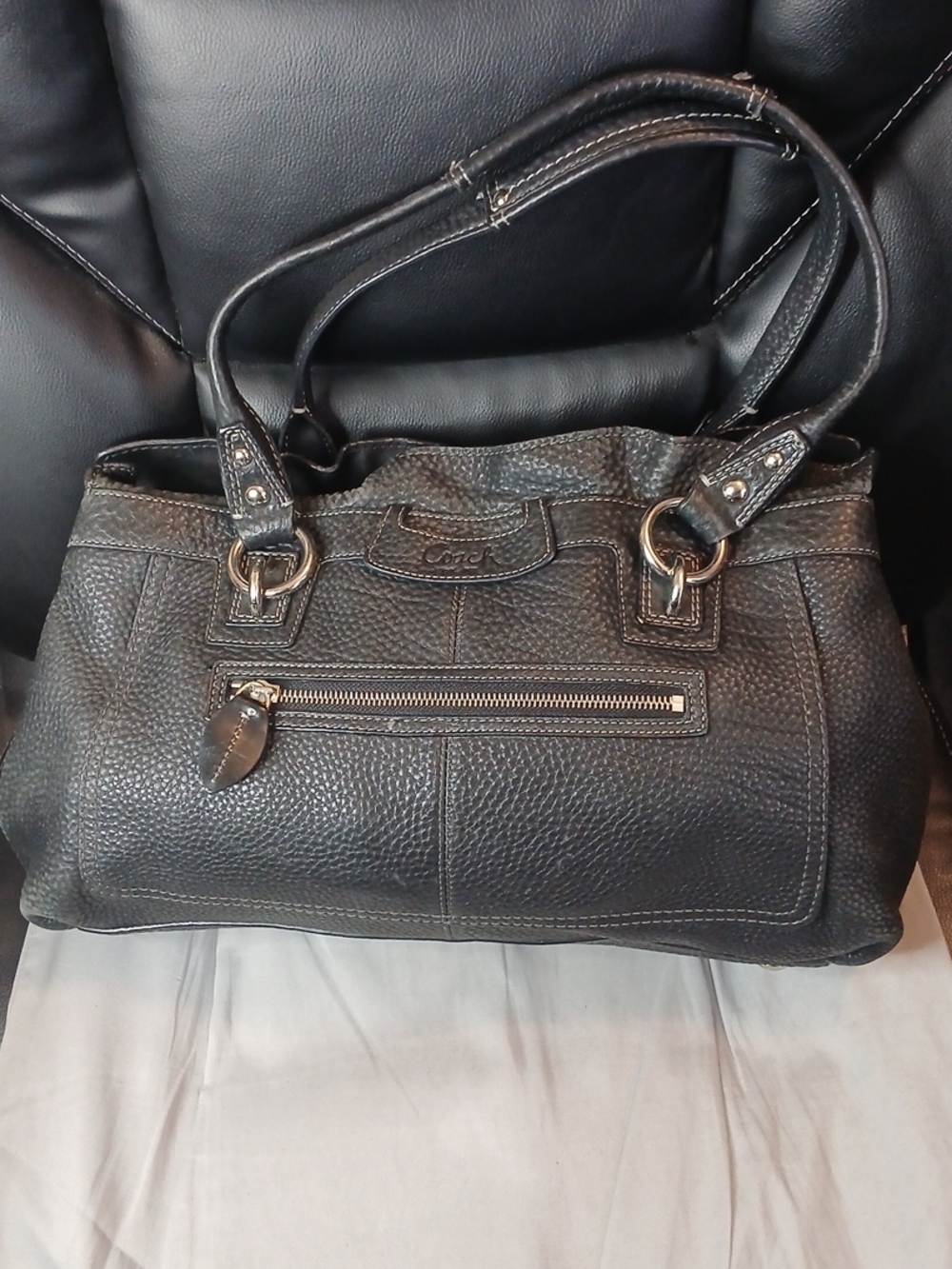 Coach Penelope Black Pebbled Leather Shoulder Bag